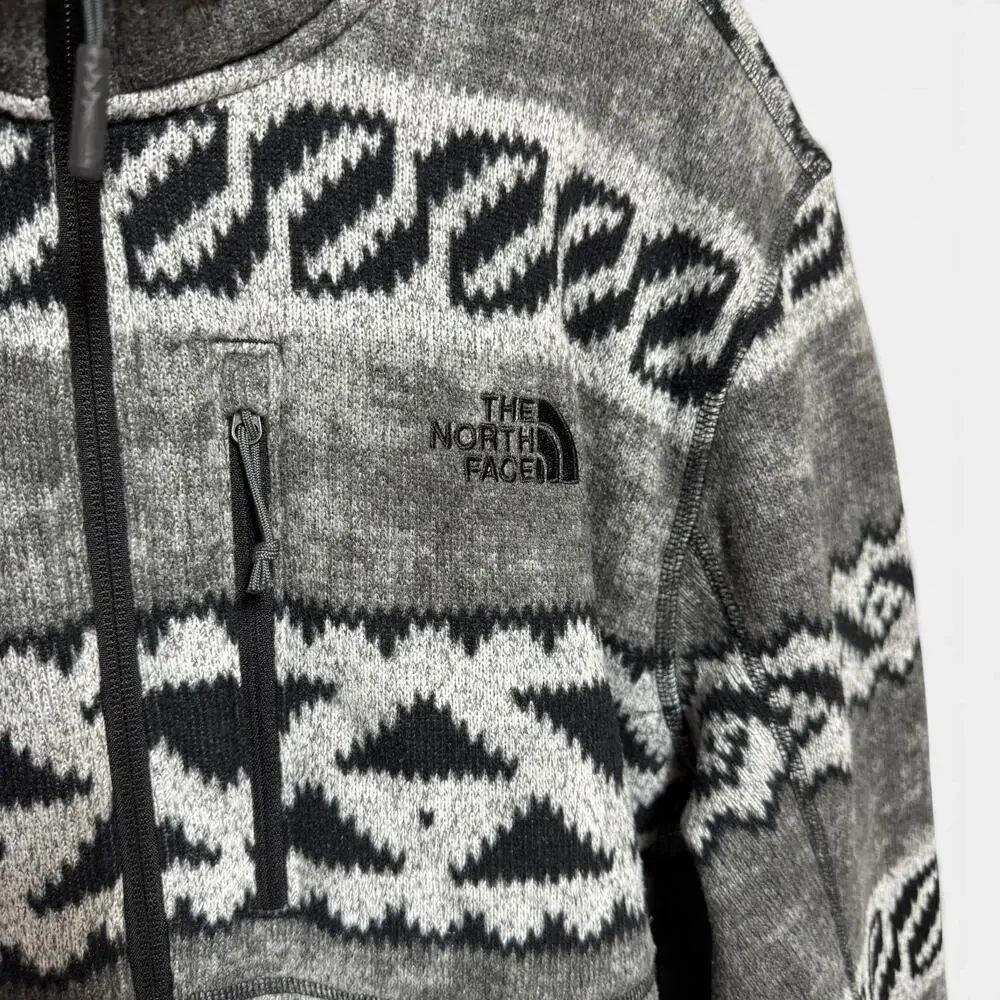 The North Face Quarter Zip Fleece Pullover Gray Black Aztec Tribal XL